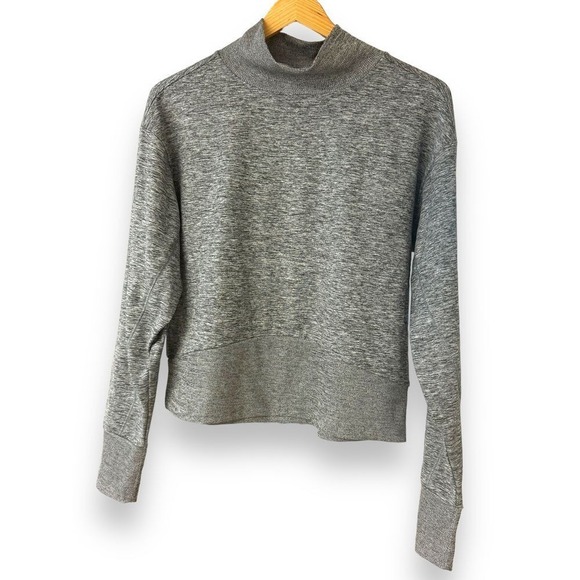 Zella Heather Gray Short Cropped Pullover Sweatshirt Size Small - Picture 3 of 10